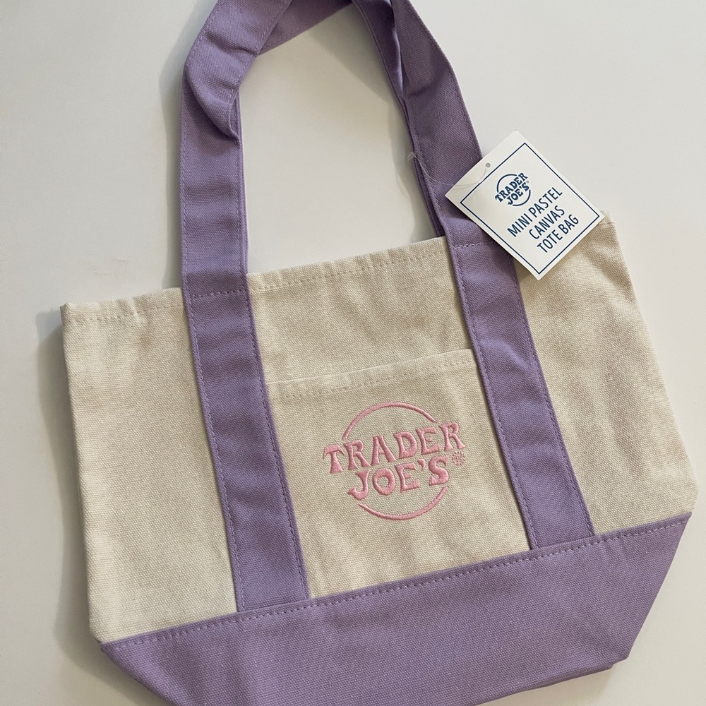 Trader Joe’s Mini Pastel Canvas Tote Bag purple